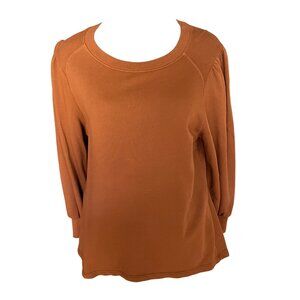 Michael Stars Womens Rust Orange Long Sleeve Pullover Top S 100% Cotton USA-Made